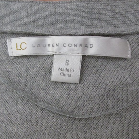 LAUREN CONRAD WOMEN'S SIZE S SWEATER GRAY V- NECK CARDIGAN BOW 3/4 SLEEVE - Picture 5 of 7